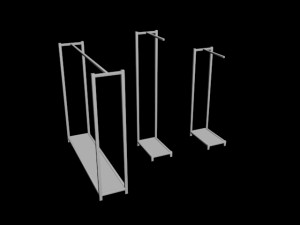 pack 3 clothes racks pack 3 mens tank top tshirt rack mens long sleeve t-shirt rack hanging pants 3D Model