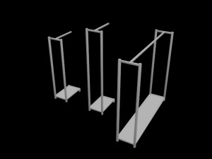pack 3 clothes racks pack 3 mens tank top tshirt rack mens long sleeve t-shirt rack hanging pants 3D Model