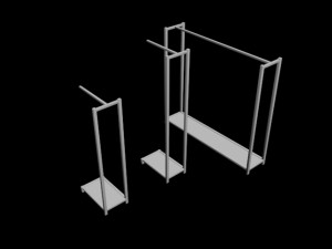 pack 3 clothes racks pack 3 mens tank top tshirt rack mens long sleeve t-shirt rack hanging pants 3D Model