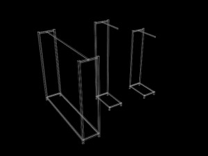 pack 3 clothes racks pack 3 mens tank top tshirt rack mens long sleeve t-shirt rack hanging pants 3D Model