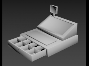 cash register cashier money buy receipt store modern compact electronics apparatus monitor pos machi 3D Model