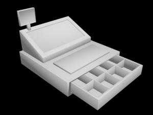 cash register cashier money buy receipt store modern compact electronics apparatus monitor pos machi 3D Model