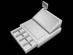 cash register cashier money buy receipt store modern compact electronics apparatus monitor pos machi 3D Model