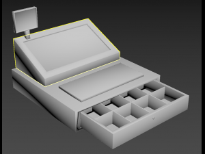 cash register cashier money buy receipt store modern compact electronics apparatus monitor pos machi 3D Model