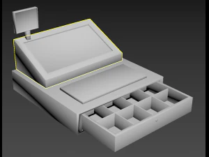 cash register cashier money buy receipt store modern compact electronics apparatus monitor pos machi 3D Model