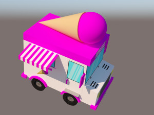 ice cream van low-poly Modèle 3D