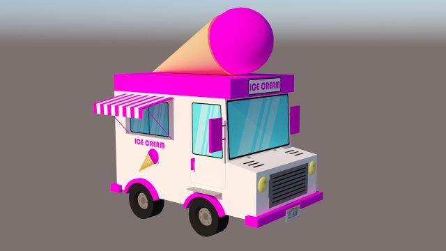 ice cream van low-poly Modèle 3D .c4d .max .obj .3ds .fbx .stl .blend 