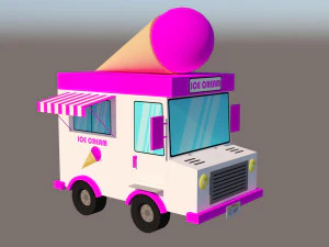 아이스크림 밴 로우 폴리 3D 모델