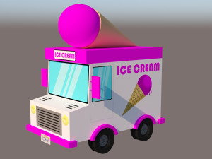 ice cream van low-poly Modèle 3D