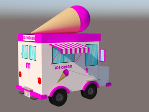 ice cream van low-poly Modèle 3D