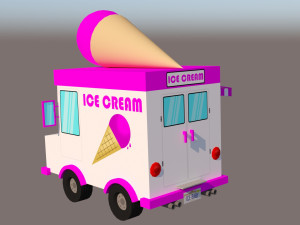 ice cream van low-poly Modèle 3D