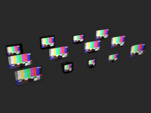 13 broken tv computer monitor collection and 100 textures 3D Model