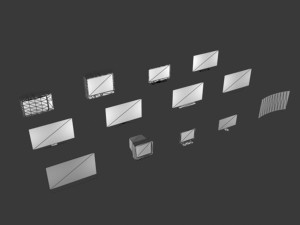 13 broken tv computer monitor collection and 100 textures 3D Модель
