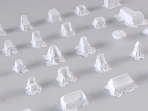 32 covered furniture cloth desk lamp chair sofa couch piano old furniture old house ancient max 2019 3D Model