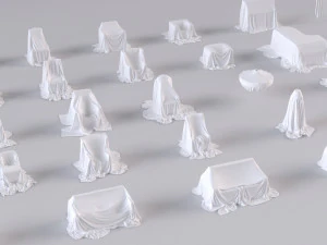 32 covered furniture cloth desk lamp chair sofa couch piano old furniture old house ancient max 2019 3D Model