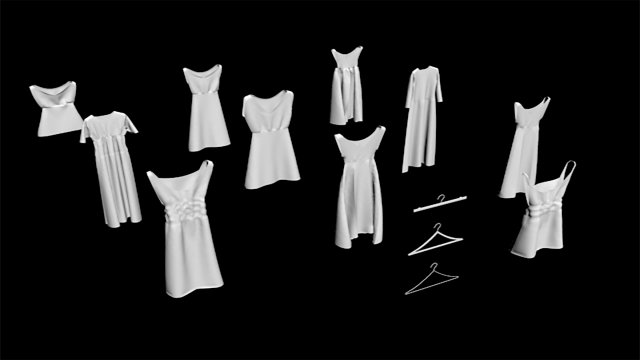 10 dress on hanger collection included 3 types of hanger fashion design women lady hanged girl mod Model 3D .c4d .max .obj .3ds .fbx .stl .blend 