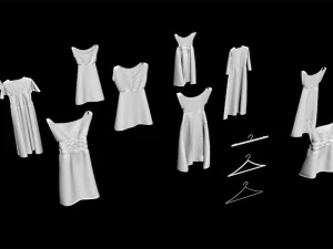 10 dress on hanger collection included 3 types of hanger fashion design women lady hanged girl mod 3D Model