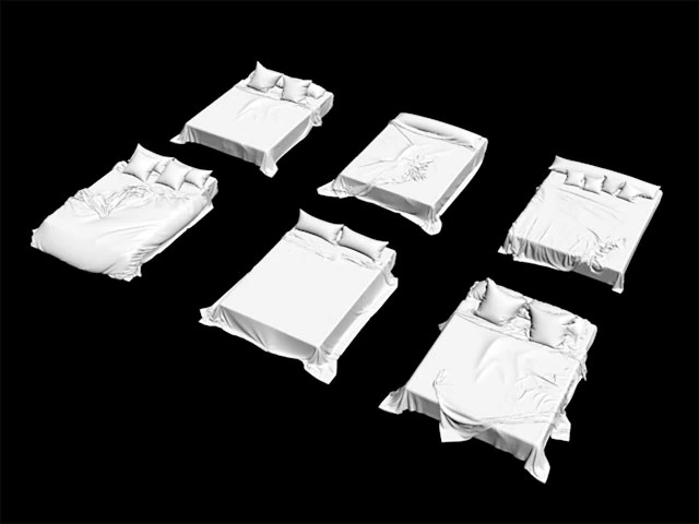 6 bed bedding sheets knitted blanket throw pillow plaid cushion fabric textile velvet king size plai 3D Model .c4d .max .obj .3ds .fbx .stl .blend 