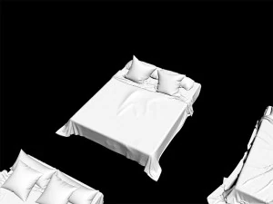 6 bed bedding sheets knitted blanket throw pillow plaid cushion fabric textile velvet king size plai 3D Model