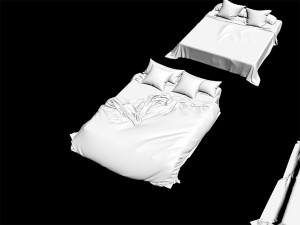 6 bed bedding sheets knitted blanket throw pillow plaid cushion fabric textile velvet king size plai Modelo 3D