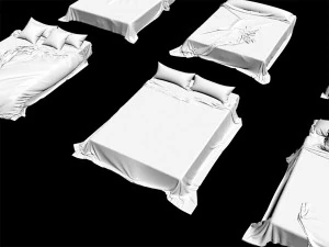 6 bed bedding sheets knitted blanket throw pillow plaid cushion fabric textile velvet king size plai 3D Model