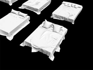6 bed bedding sheets knitted blanket throw pillow plaid cushion fabric textile velvet king size plai 3D Model