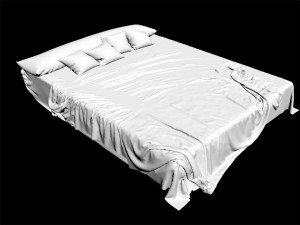 6 bed bedding sheets knitted blanket throw pillow plaid cushion fabric textile velvet king size plai Modelo 3D