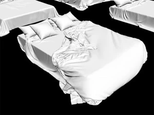 6 bed bedding sheets knitted blanket throw pillow plaid cushion fabric textile velvet king size plai 3D Model