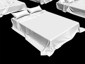 6 bed bedding sheets knitted blanket throw pillow plaid cushion fabric textile velvet king size plai 3D Model