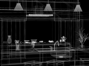 kitchen 2 room interior design 3D Model