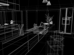 kitchen 2 room interior design 3D Model