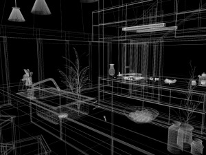 kitchen 2 room interior design 3D Model
