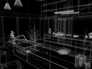 kitchen 2 room interior design 3D Model