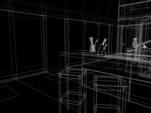 kitchen 2 room interior design 3D Model