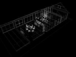 kitchen 2 room interior design 3D Model