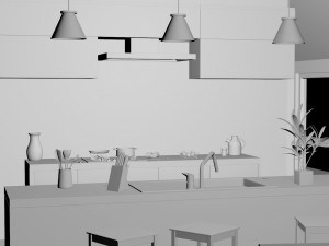 kitchen 2 room interior design 3D Model