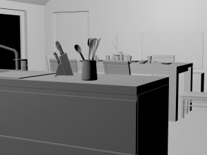 kitchen 2 room interior design 3D Model