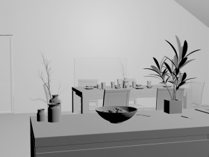 kitchen 2 room interior design 3D Model