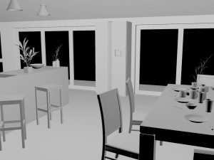 kitchen 2 room interior design 3D Model