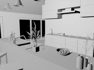 kitchen 2 room interior design 3D Model