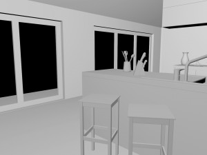 kitchen 2 room interior design 3D Model