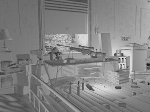 sniper room interior bedroom 3D Model