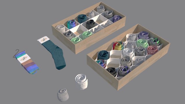 folded socks calcetines doblados rack display 3D Model .c4d .max .obj .3ds .fbx .stl .blend 