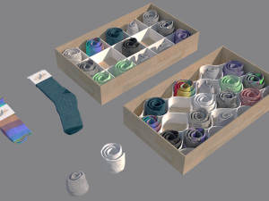 folded socks calcetines doblados rack display 3D Model