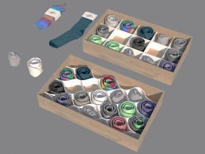 folded socks calcetines doblados rack display 3D Model