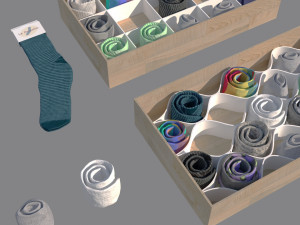 folded socks calcetines doblados rack display 3D Model