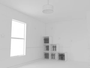 habitacion bebe дитяча кімната 2 спальні інтер'єр 1 кімната постільна білизна ліжко вітальня концепція дизайну інтер'єру 3D Модель