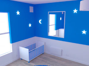 habitacion bebe дитяча кімната 2 спальні інтер'єр 1 кімната постільна білизна ліжко вітальня концепція дизайну інтер'єру 3D Модель