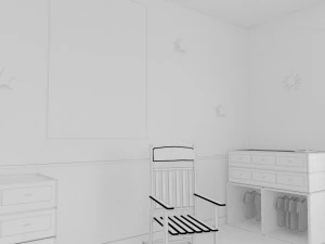 habitacion bebe дитяча кімната 2 спальні інтер'єр 1 кімната постільна білизна ліжко вітальня концепція дизайну інтер'єру 3D Модель