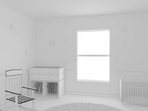 habitacion bebe дитяча кімната 2 спальні інтер'єр 1 кімната постільна білизна ліжко вітальня концепція дизайну інтер'єру 3D Модель